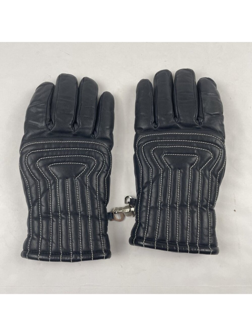Grandoe Genuine Leather Ski Gloves Women’s L Blue Faux Fur Lined Korea Vintage